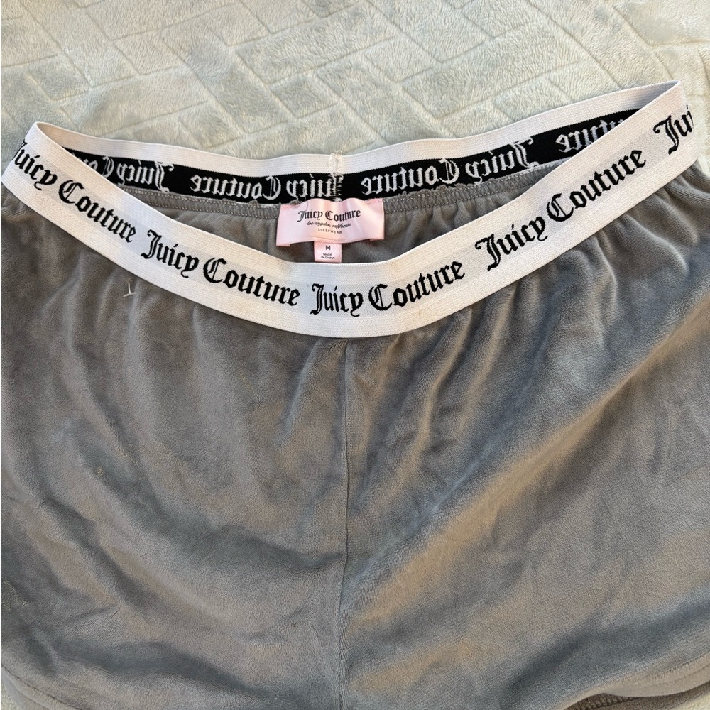Juicy Couture Velour Shorts Gray Rhinestone Logo Y2k Loungewear View 2